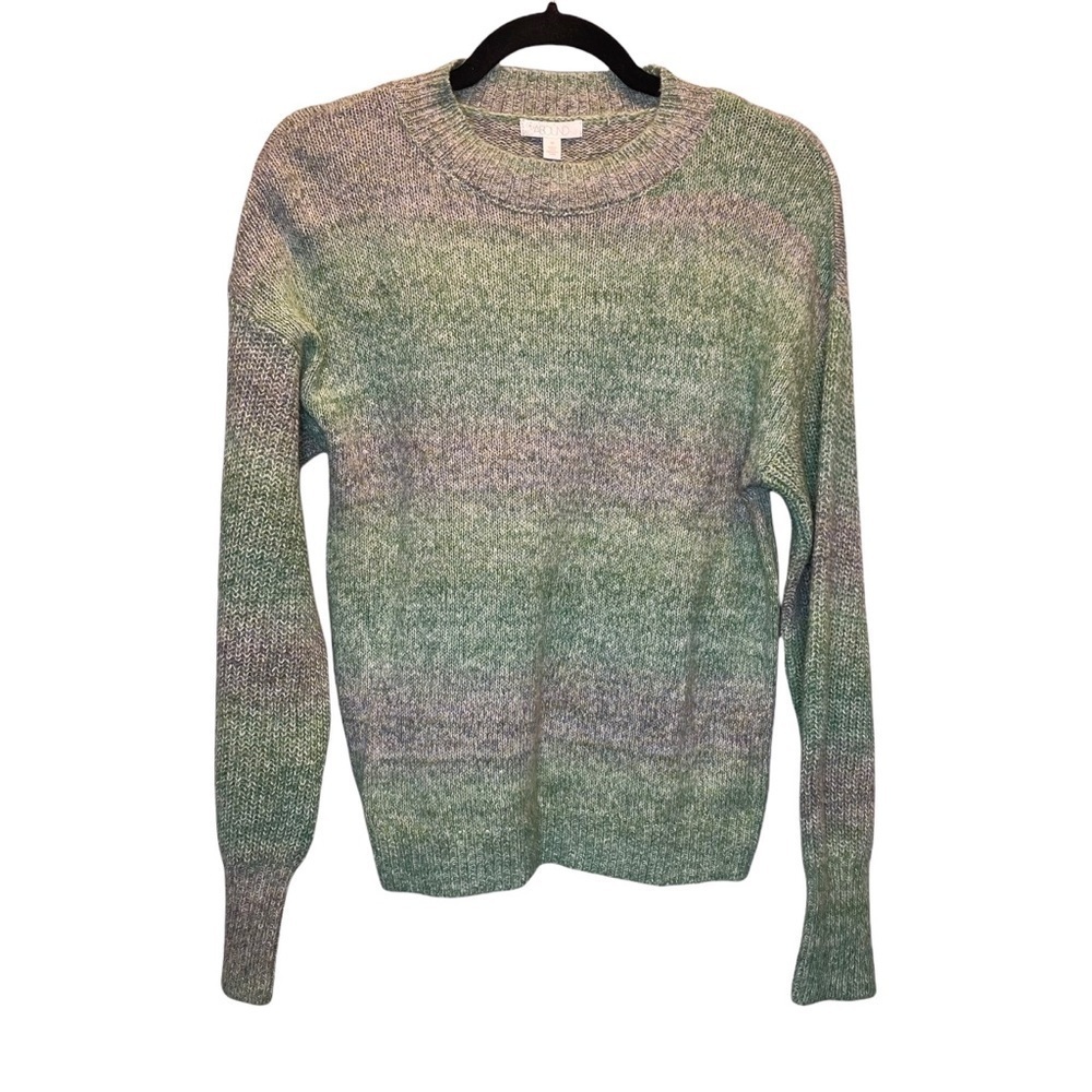 Abound Nordstrom Cotton Crewneck Sweater Teal Cyrus Space Dye Medium NWT